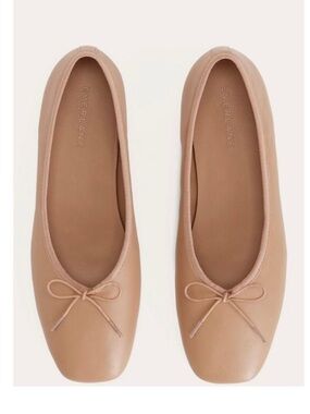 Everlane Pale Pink The Day Ballet Flats  Nappa Leather Square Toe 7.5 Blush
